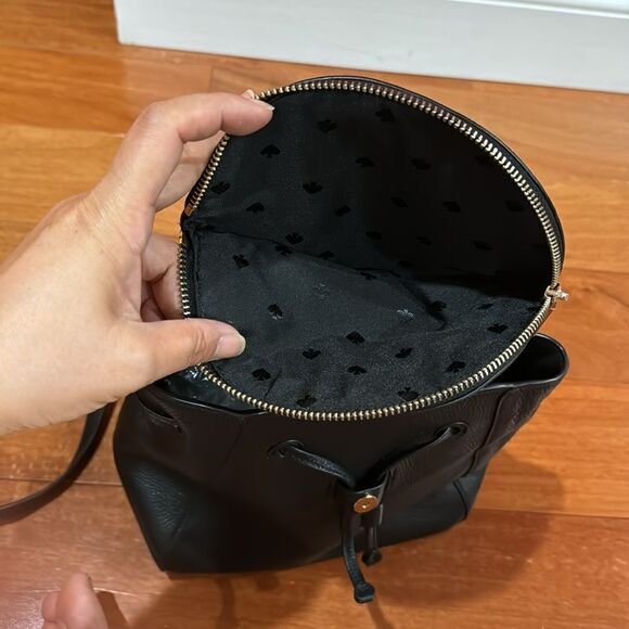 kate spade Black Pebbled Leather Drawstring Backpack main image 4